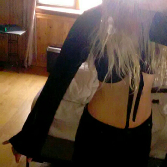 Panne CRUSHED VELVET bell sleeves SHRUG - Picture 3 of 6